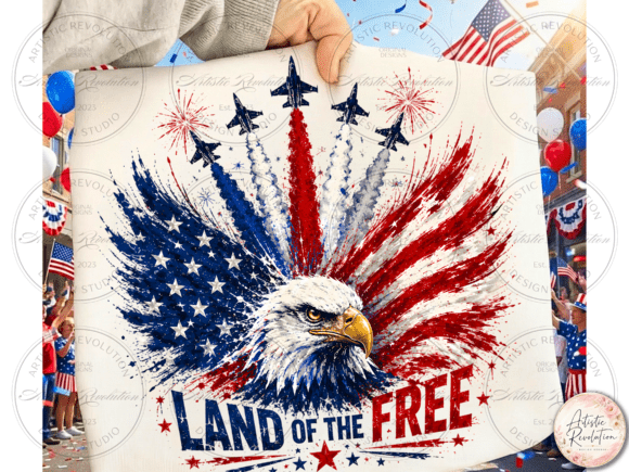 4th of July PNG: USA Flag & Eagle
