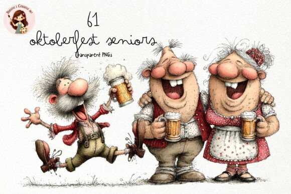 Celebrating Age with Humor: The Charm of Quirky Oktoberfest Seniors PNG Clipart