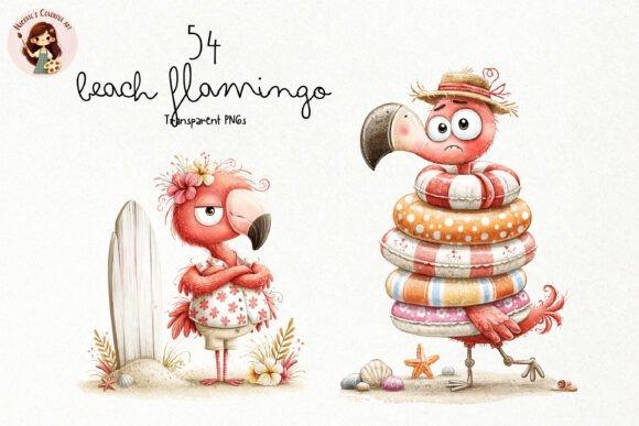 Cute Beach Flamingo PNG Clipart Guide