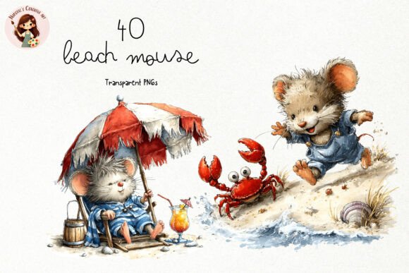 Cute Beach Mouse PNG Clipart Guide