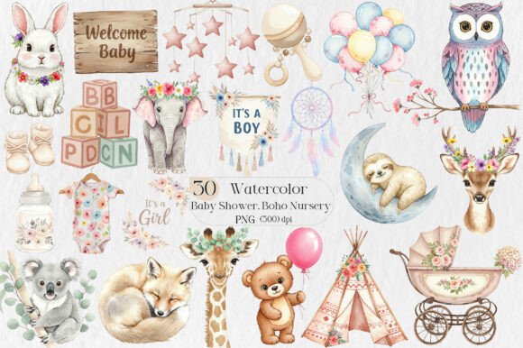 Elevating Design Projects with Boho Nursery and Baby Shower Clipart