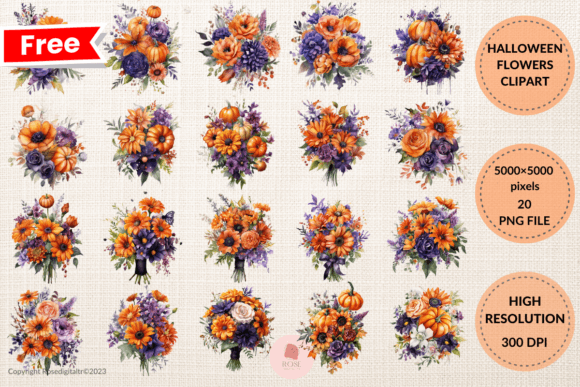 Elevating Seasonal Design: A Strategic Guide to the Free Halloween Flowers Clipart Bundle 4