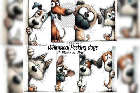 Enhancing Digital Storytelling with the Whimsical Peeking Dog Clipart Set