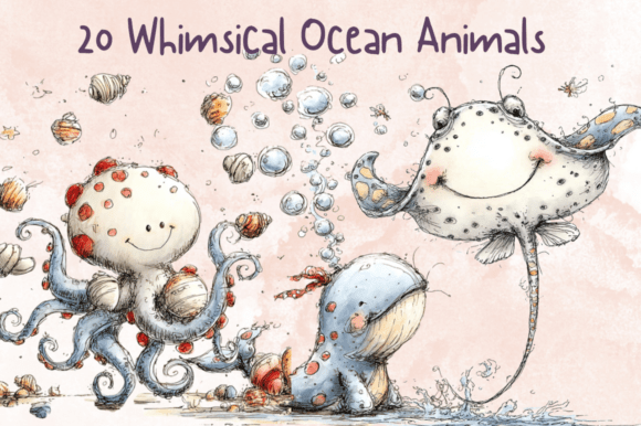 Integrating Whimsical Ocean Animals Clipart Set into Your Creative Workflow