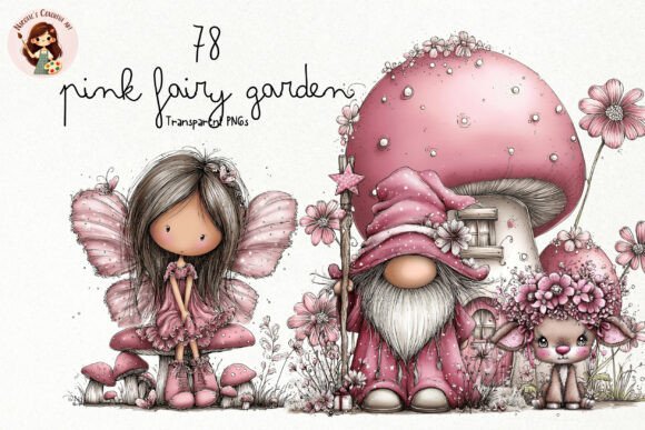 Pink Fairy Garden PNG Clipart Bundle