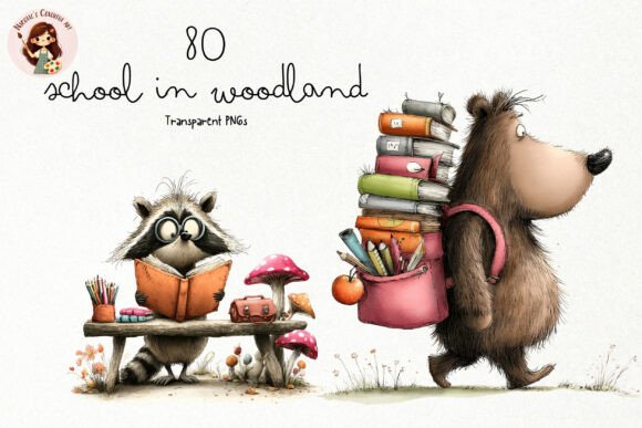 Quirky Woodland School PNG Clipart