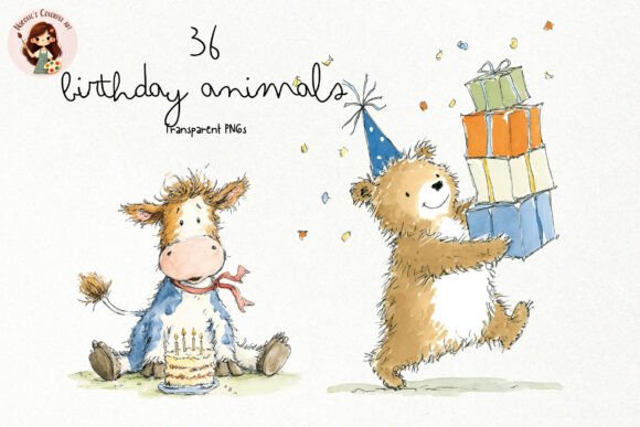 Storybook Birthday Animals PNG Clipart: A Guide to Soft Watercolor Illustrations for Creative Projects