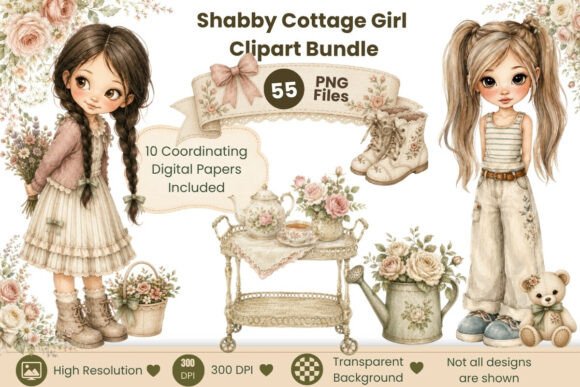 Unlocking Creative Potential with the Shabby Cottage Girl Clipart Bundle