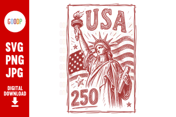 Vintage USA 250 Statue of Liberty PNG: Elevating Patriotic Design for the Semiquincentennial