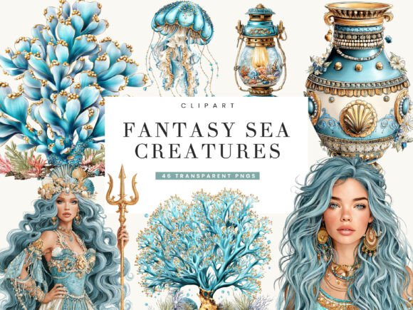 Watercolor Fantasy Sea Creatures: A Creative Resource for Digital and Print Design