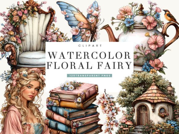 Watercolor Floral Fairy Clipart Bundle: Elevating Digital and Print Design