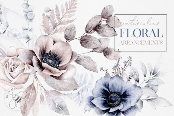 Watercolor Flower Arrangements Florals: Elevating Digital Design with Hand-Painted Elegance