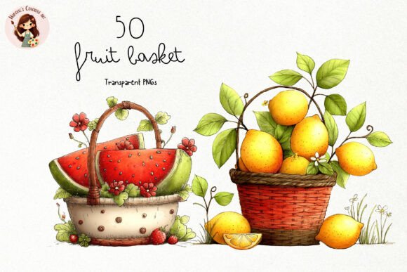 Watercolor Fruit Basket PNG Clipart Guide