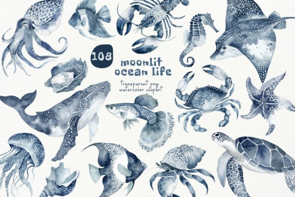 Watercolor Moonlit Ocean PNG Clipart Guide