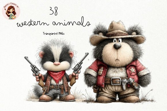 Whimsical Western Animals PNG Clipart: A Creative Resource for Ranch-Themed Designs